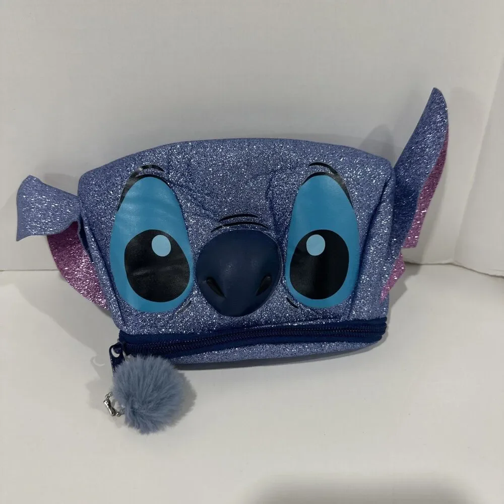 Stitch Disney Glitter Small Clutch Purse Pencil Bag Sparkle Stitch Face Bag